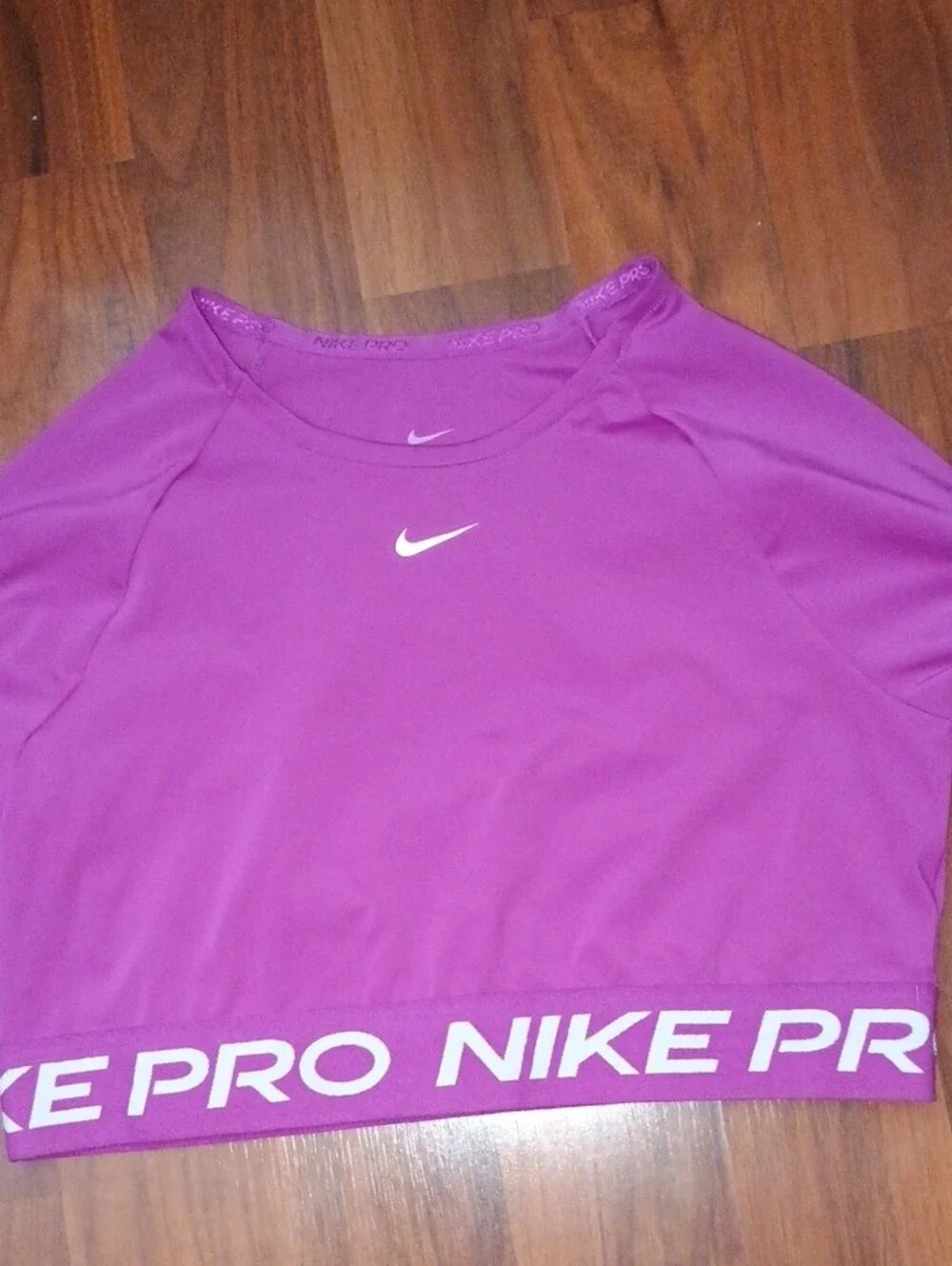 Nike Pro Purple Cropped Long Sleeve Performance Top
